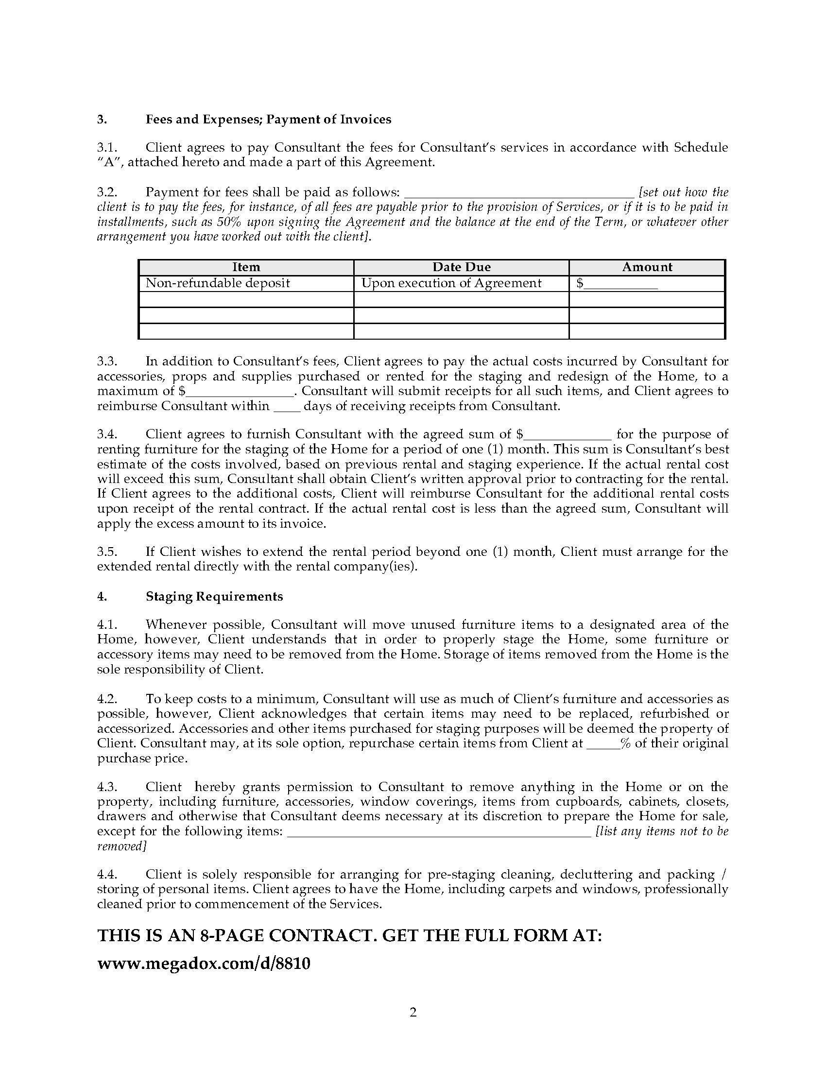 Home Staging Agreement Template