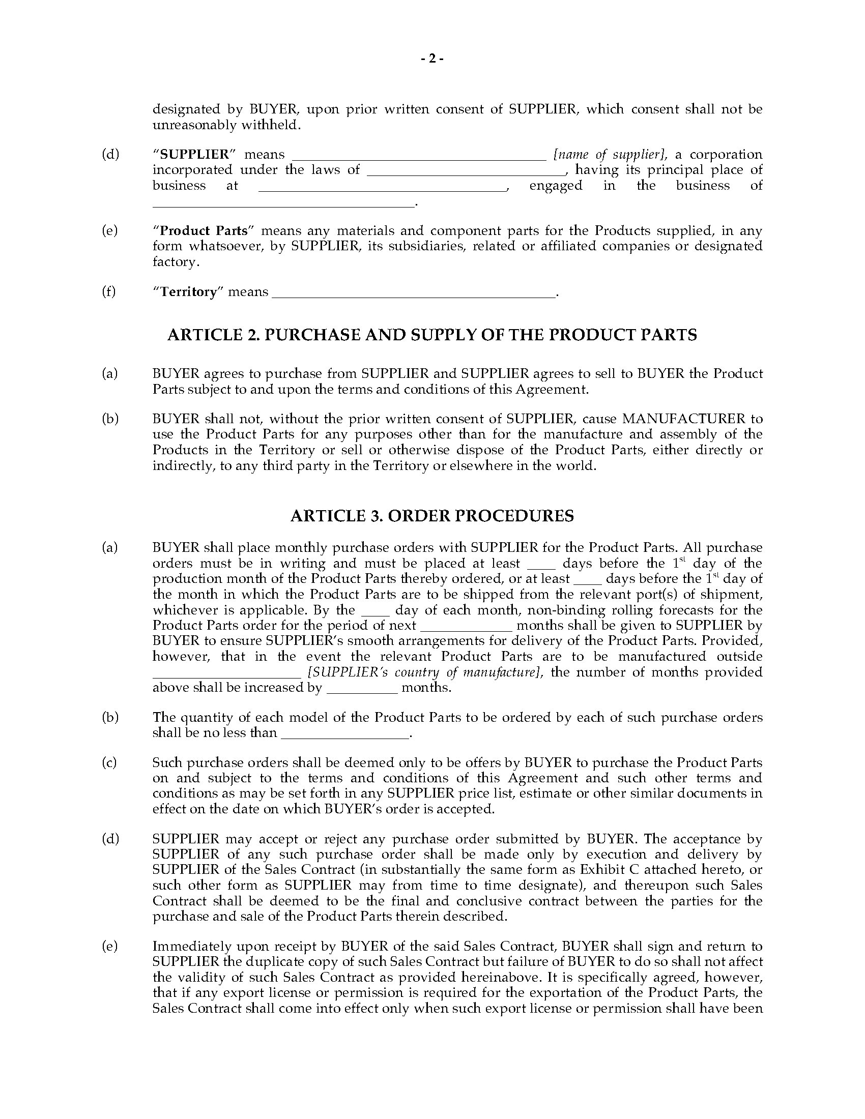 China Product Supply Agreement Legal Forms and Business Templates