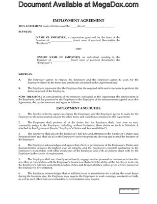 Picture of Employment Agreement | Canada