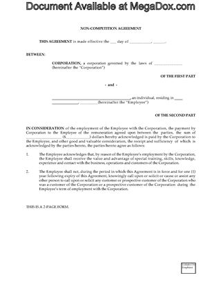 Picture of Employee Noncompetition Agreement