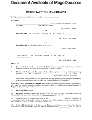 Picture of Limited Partnership Agreement | Canada