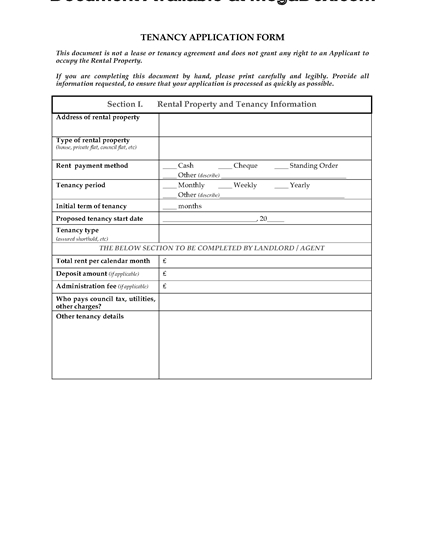 Picture of Tenancy Application Form | UK