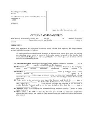 Picture of Connecticut Open End Mortgage Deed