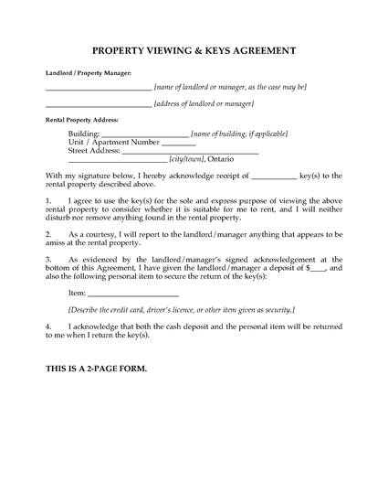 Picture of Rental Property Viewing Agreement | Canada