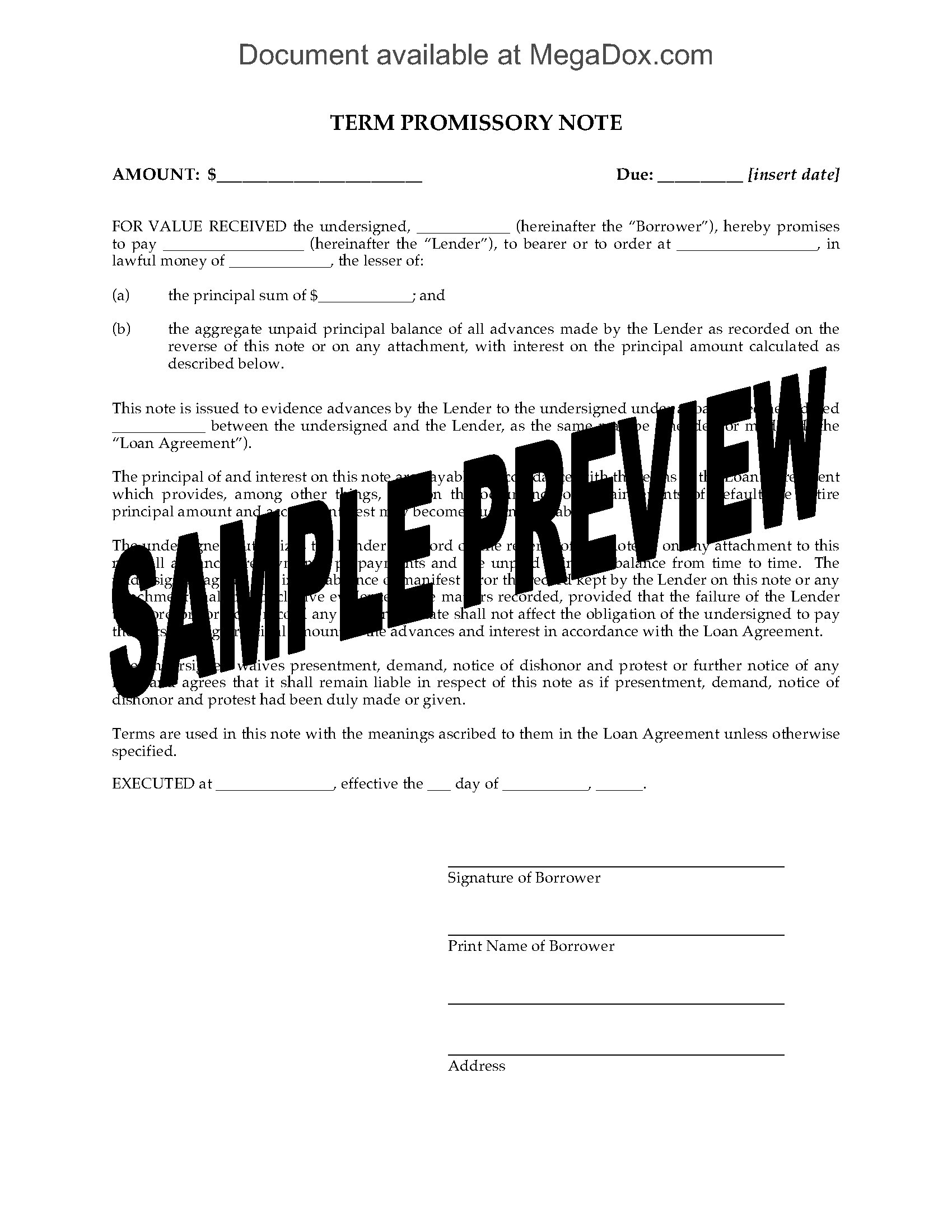 Grid Promissory Note for Multiple Loan Advances  Legal Forms and With Promissory Notes Template