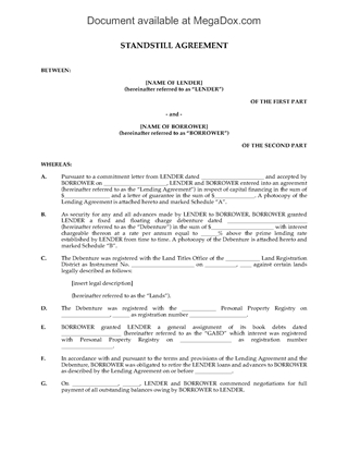 Picture of Standstill Agreement for Developer Loan Obligations