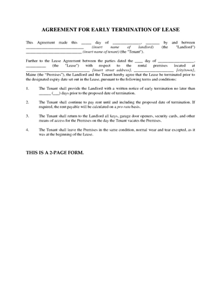 Picture of Maine Agreement to Terminate Lease