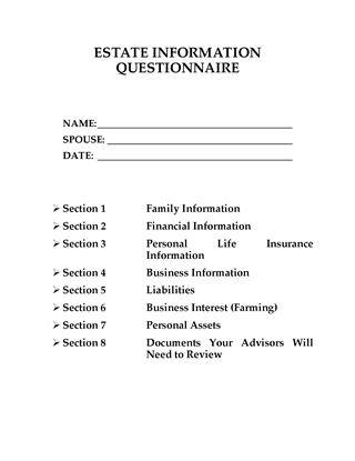 Picture of Estate Planning Questionnaire | Canada
