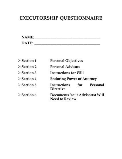 Picture of Questionnaire for Choosing Executors | Canada