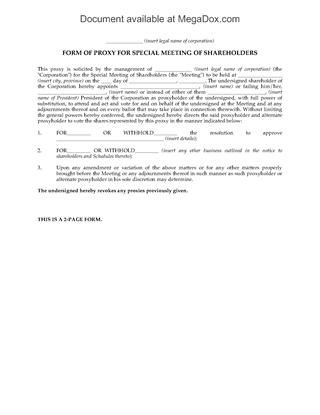 Picture of Shareholder Meeting Proxy Form | Canada