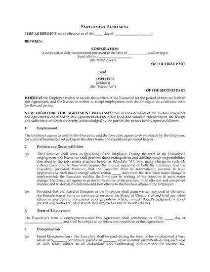 Picture of Employment Agreement for Executive Position