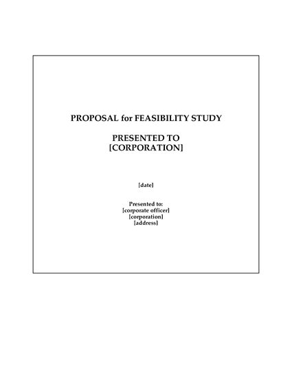 Picture of Proposal to Prepare a Feasibility Study