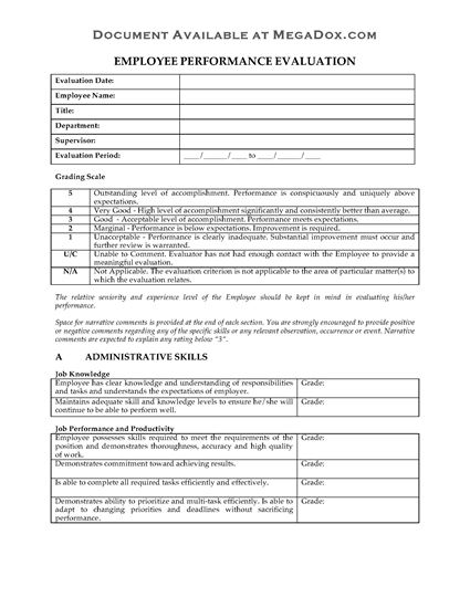 Picture of Employee Performance Review Evaluation Form