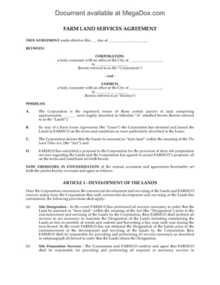Picture of Alberta Farm Land Services Agreement