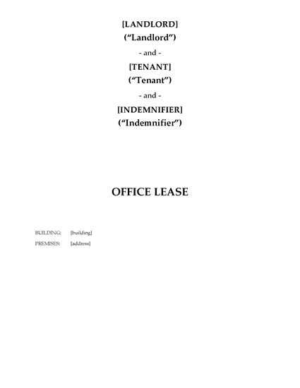 Picture of Office Lease and Indemnity Agreement | Canada