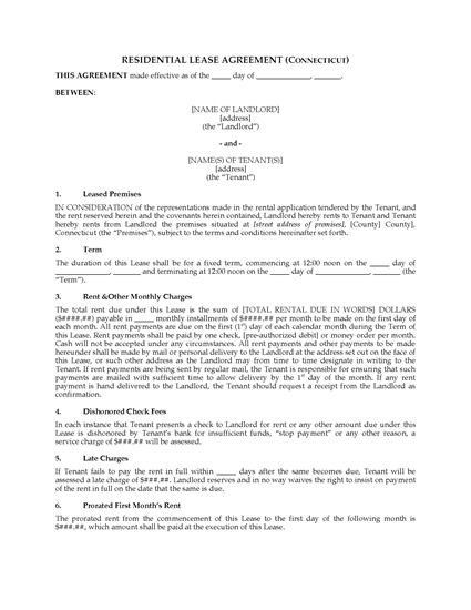 Picture of Connecticut Fixed Term Residential Lease Agreement