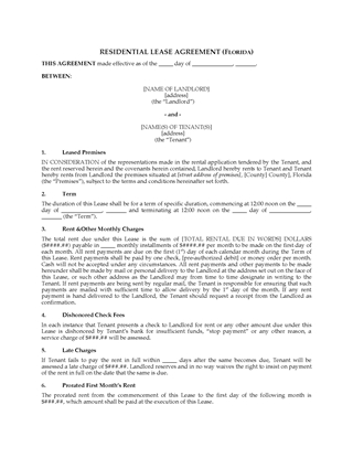 Picture of Florida Fixed Term Residential Lease Agreement