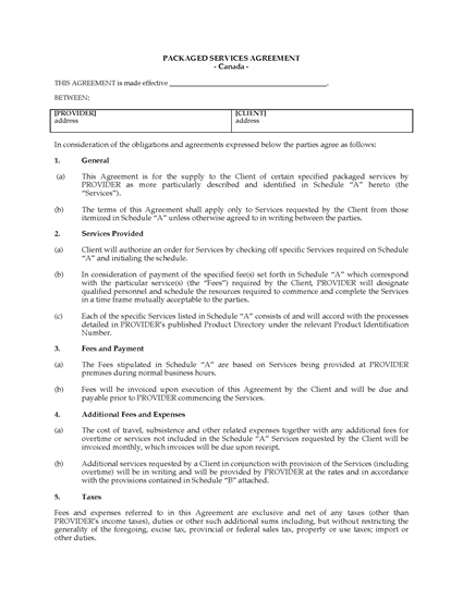 Picture of Packaged Services Agreement | Canada