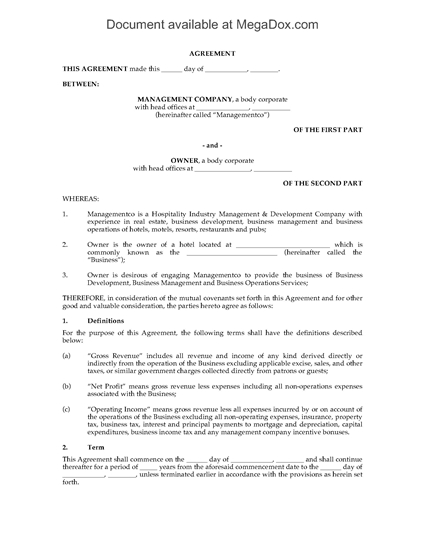 Picture of Hotel Management Agreement
