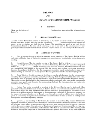 Picture of Utah Condominium Bylaws and Rules