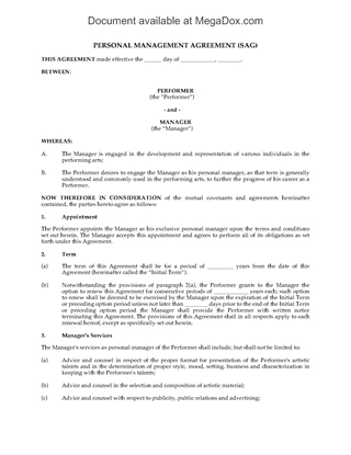 Picture of Personal Management Agreement