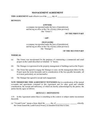 Picture of Leasing Management Agreement for Commercial Retail Project