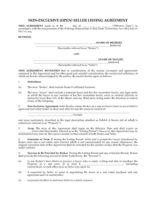 Picture of Georgia Open Seller Listing Agreement