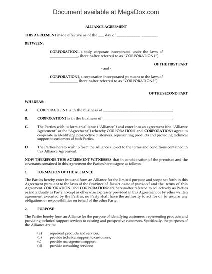Picture of Business Alliance Agreement | Canada