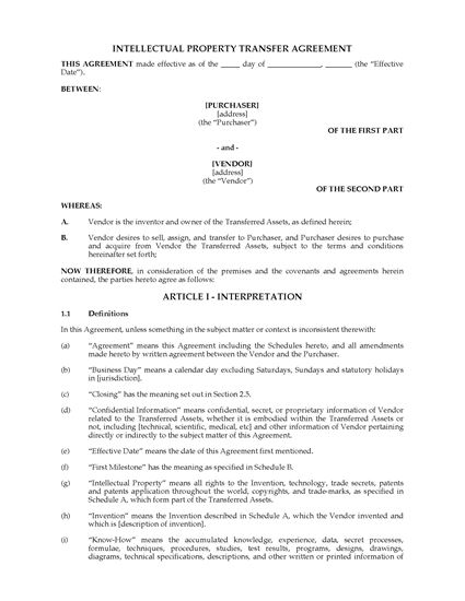 Picture of Intellectual Property Transfer Agreement | UK