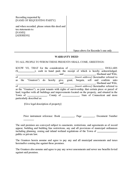 Picture of Connecticut Warranty Deed for Joint Ownership