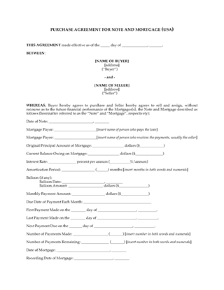 Picture of Purchase Agreement for Mortgage | USA