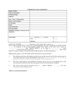 Picture of Trade Show Exhibitor Lease Agreement | Canada