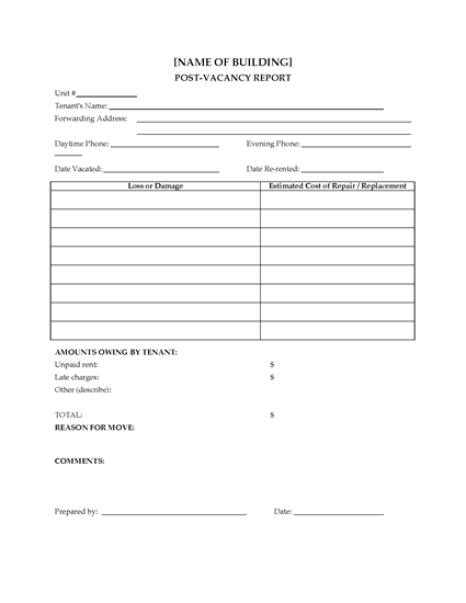 Picture of Rental Unit Vacancy Report Forms