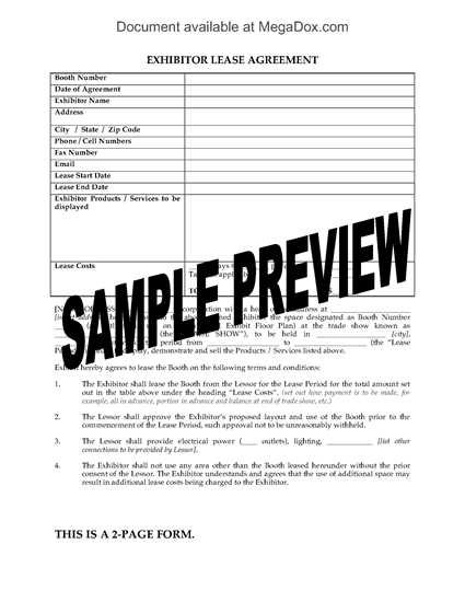 Picture of Trade Show Lease Agreement | USA