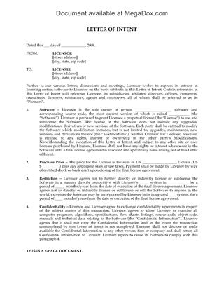 Picture of Letter of Intent to Grant Perpetual Software License