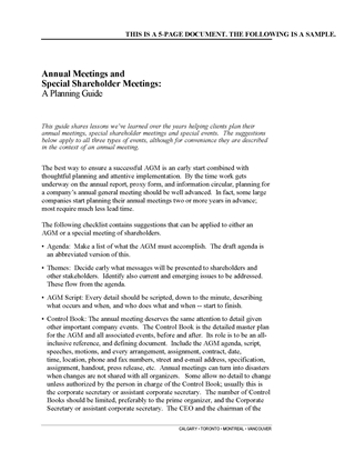Picture of Annual Meetings and Special Shareholder Meetings: A Planning Guide