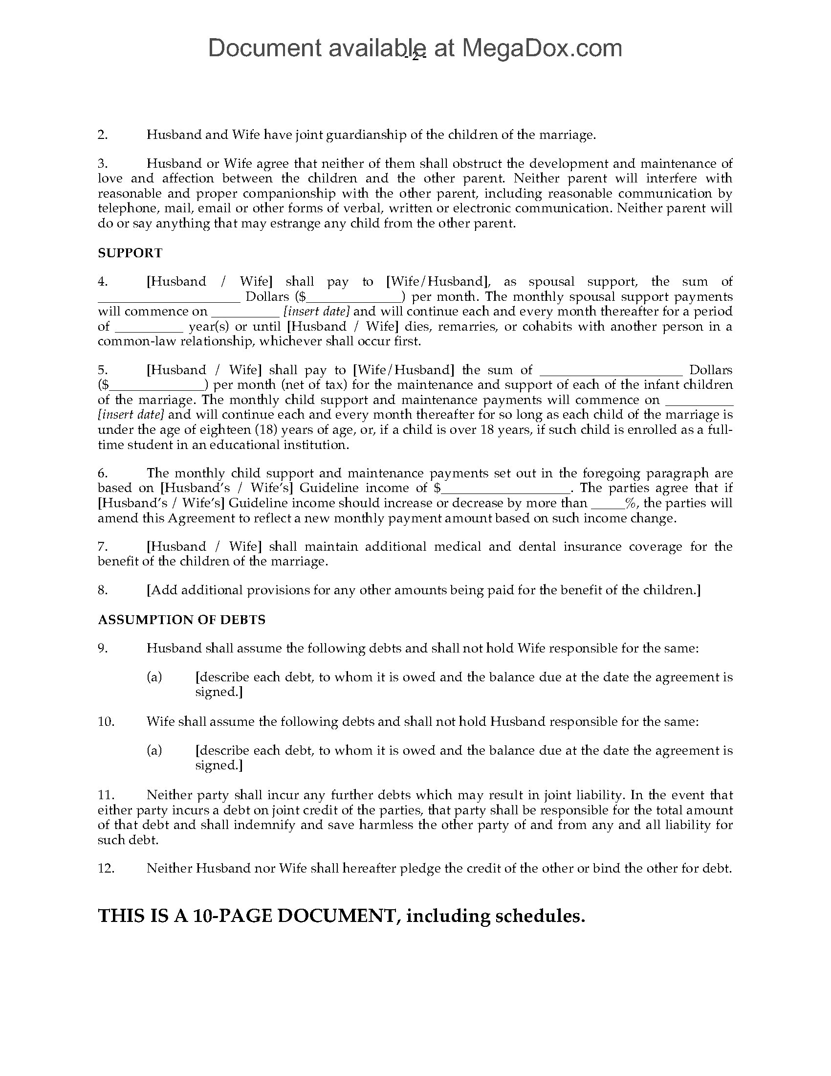 Canada Separation Agreement  Legal Forms and Business Templates For common law separation agreement template