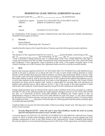 Picture of Alaska Fixed Term Residential Lease Agreement