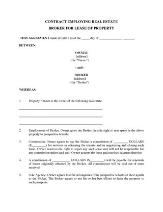 Picture of USA Brokerage Contract for Property Leasing