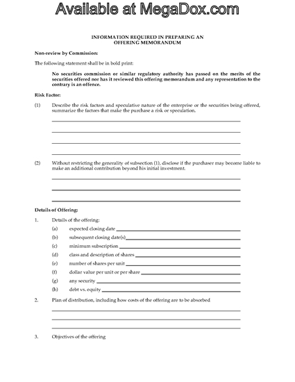 Picture of Alberta Offering Memorandum Checklist