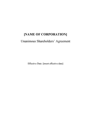 Picture of Ontario Unanimous Shareholder Agreement with Special Majority Rights