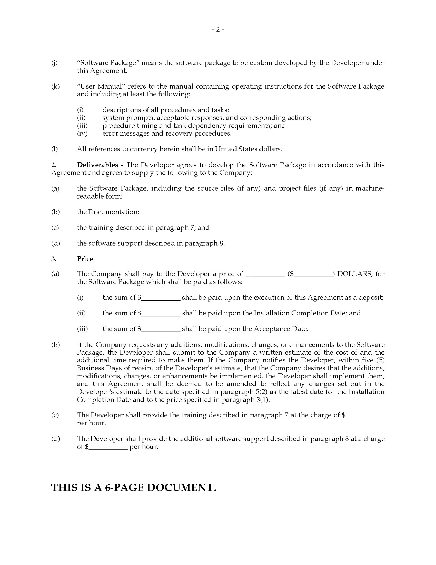 USA Software Development Agreement Legal Forms and Business Templates