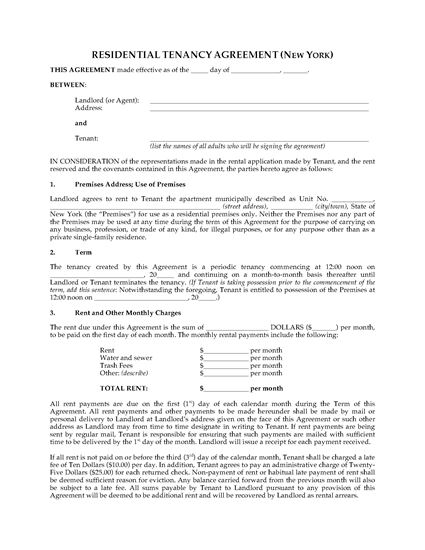 Picture of New York Apartment Rental Agreement