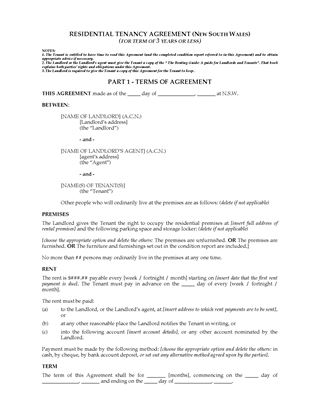 Picture of NSW Residential Tenancy Agreement (3 Years or Less)