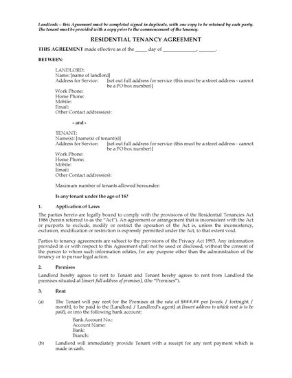 Picture of New Zealand Residential Tenancy Agreement