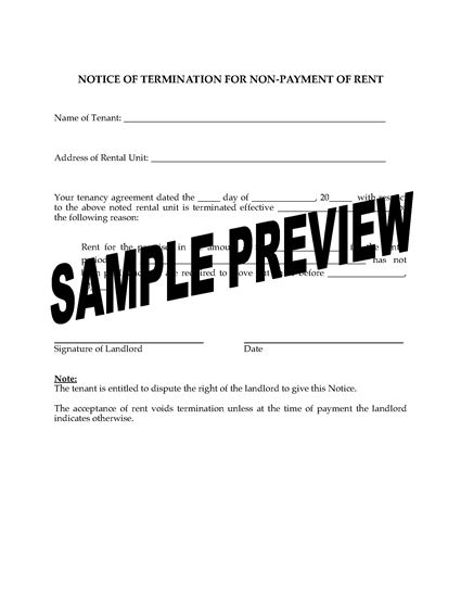 Picture of Manitoba Landlord Notice Forms for Termination of Tenancy