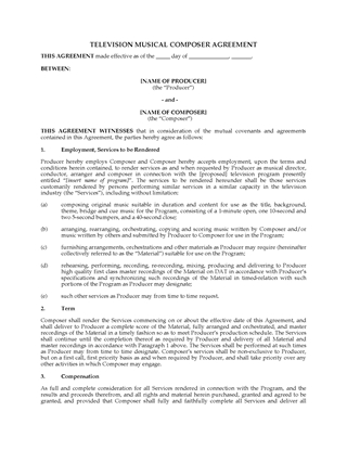 Picture of Television Music Composer Agreement