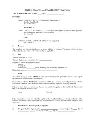 Picture of Victoria Residential Tenancy Agreement