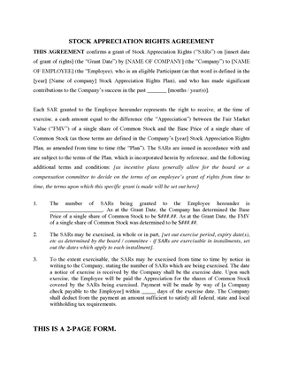 Picture of Stock Appreciation Rights Agreement | USA