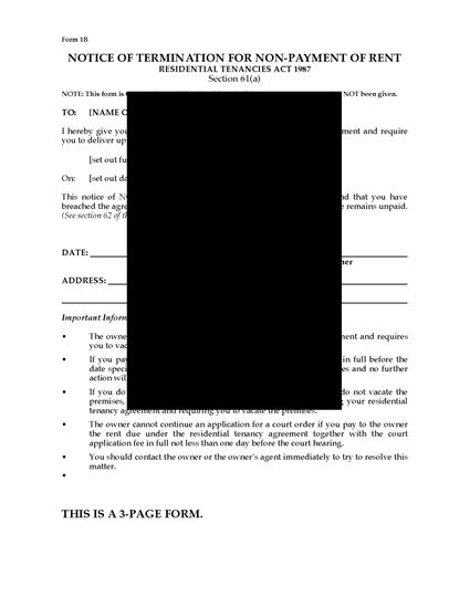Picture of Western Australia Termination Notice for Nonpayment of Rent (no prior notice)